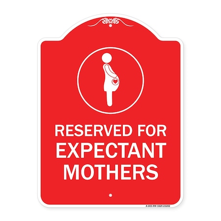 Signmission Reserved for Expectant Mothers W/ Graphic, Red & White Aluminum Sign, 24" L, 18" H, RW-1824-23202 A-DES-RW-1824-23202